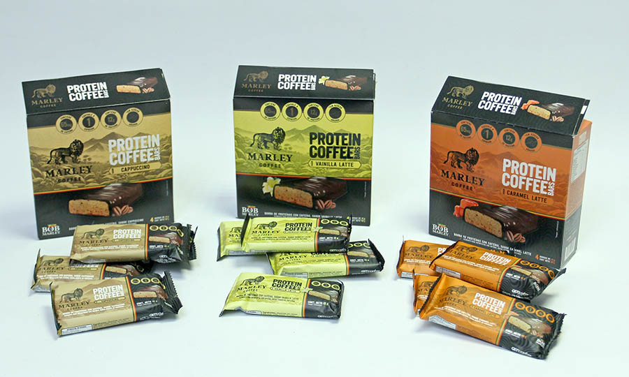 Barritas de proteinas y caf� de Marley Coffee
