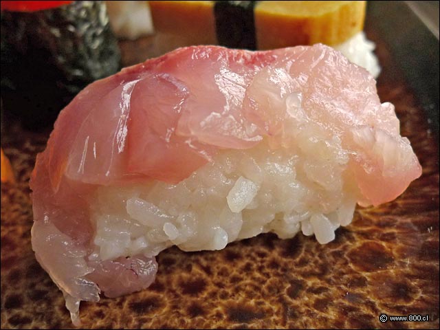 Niguiri de Corvina del restaurante Sushi Matsu - Sushi Matsu