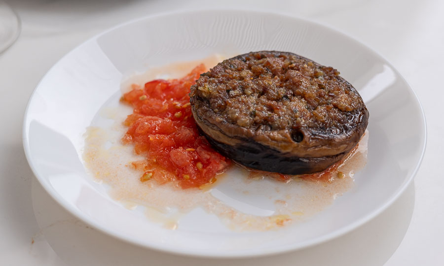 Champiñon relleno con virutas de jamn 