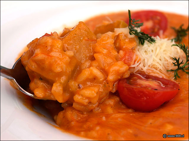 Risotto de arroz arbreo con tomate, choco y trozos de zapallo camote - Terraza K (de Luciano K)