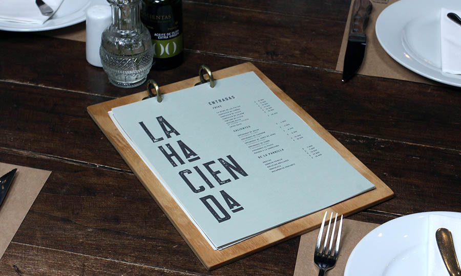 La carta impresa de La Hacienda