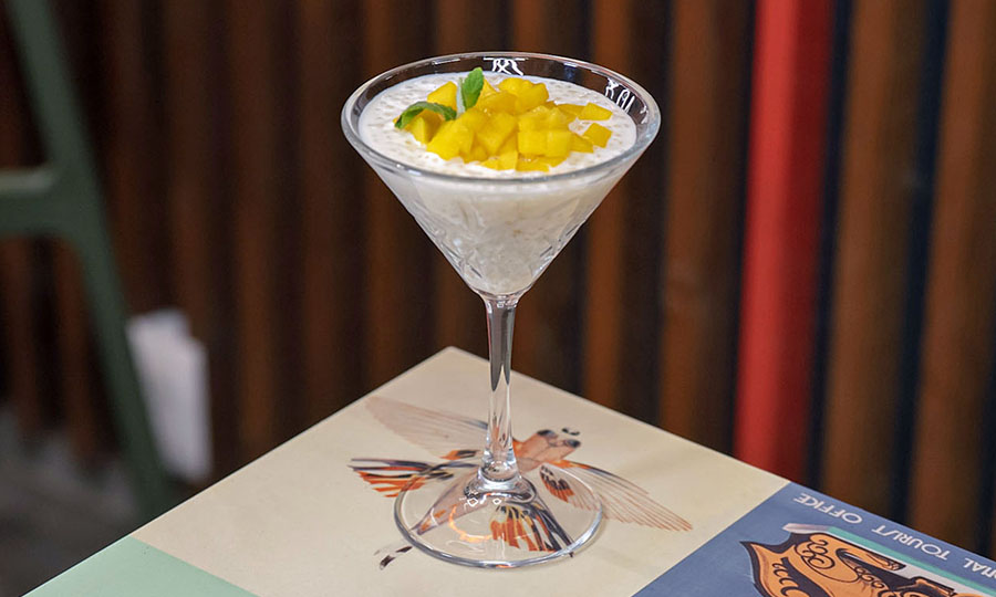 Tapioca con mango de postre
