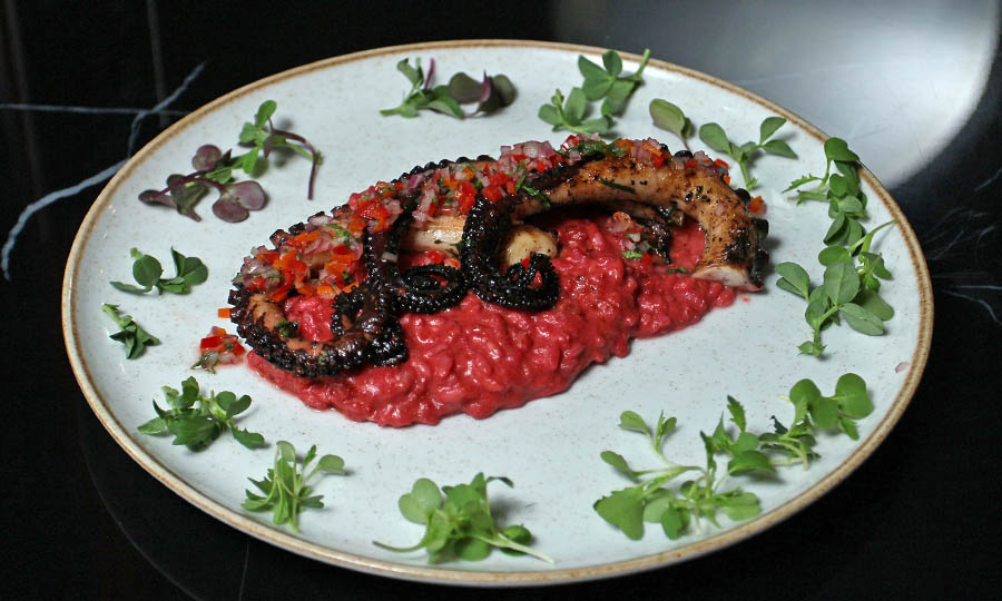Risotto de beterraga con pulpo - Casa Vitalis