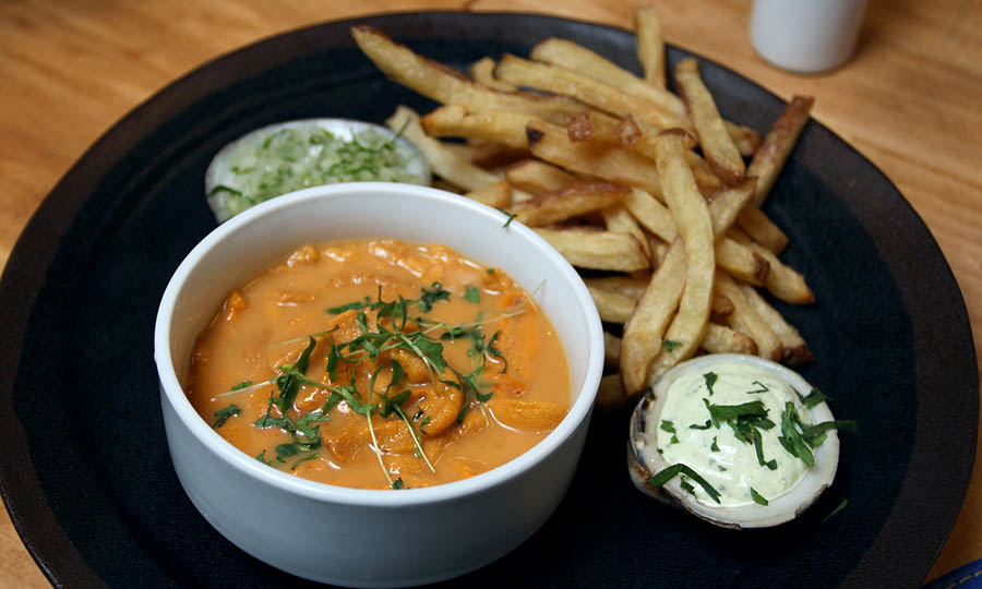 Erizos con papas fritas